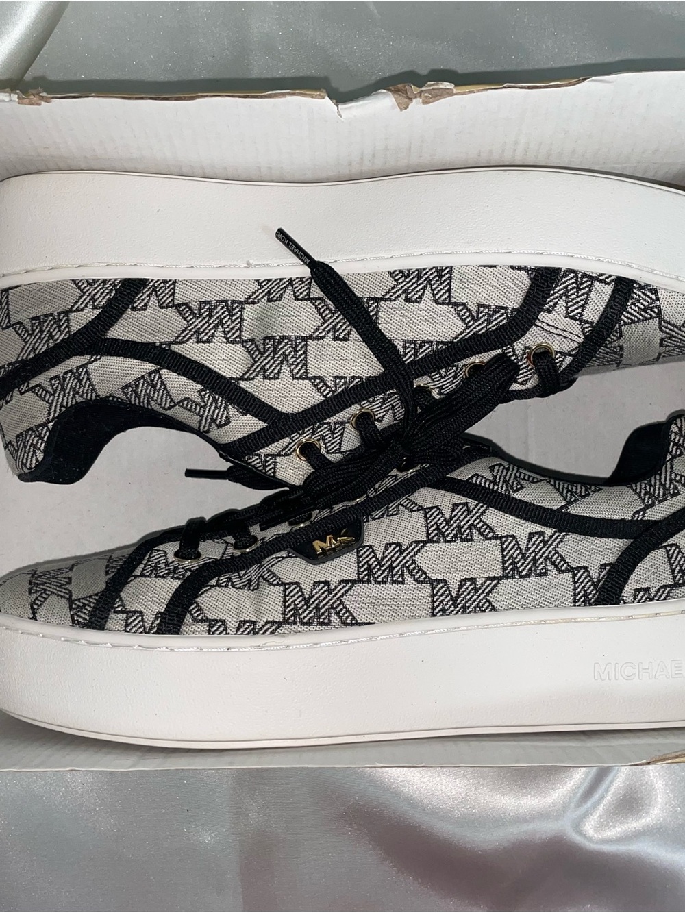 MICHAEL Michael Kors Black & White MK Logo Lace-Up Sneakers